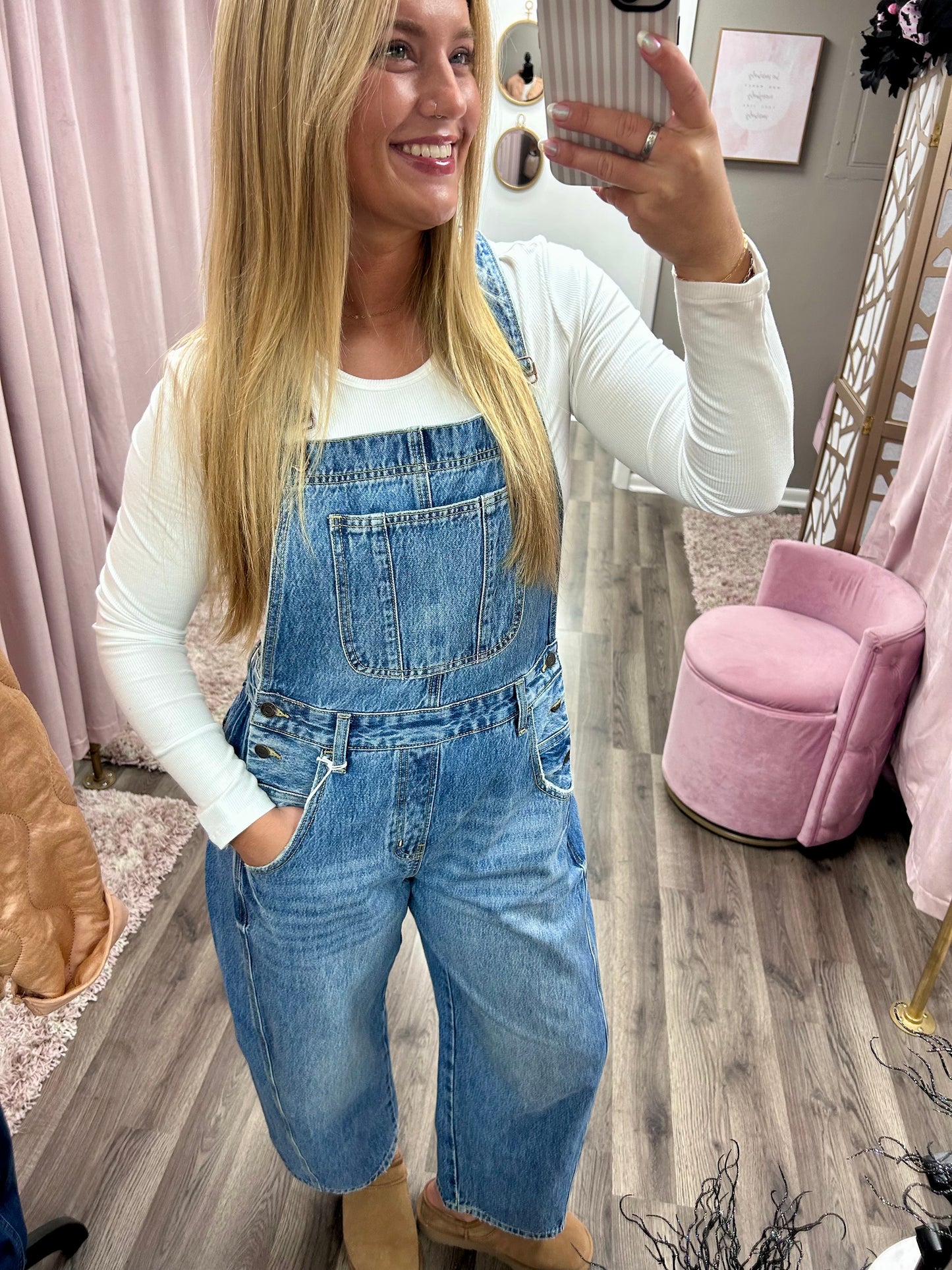 Cello Mid Waisted Barrel Overalls