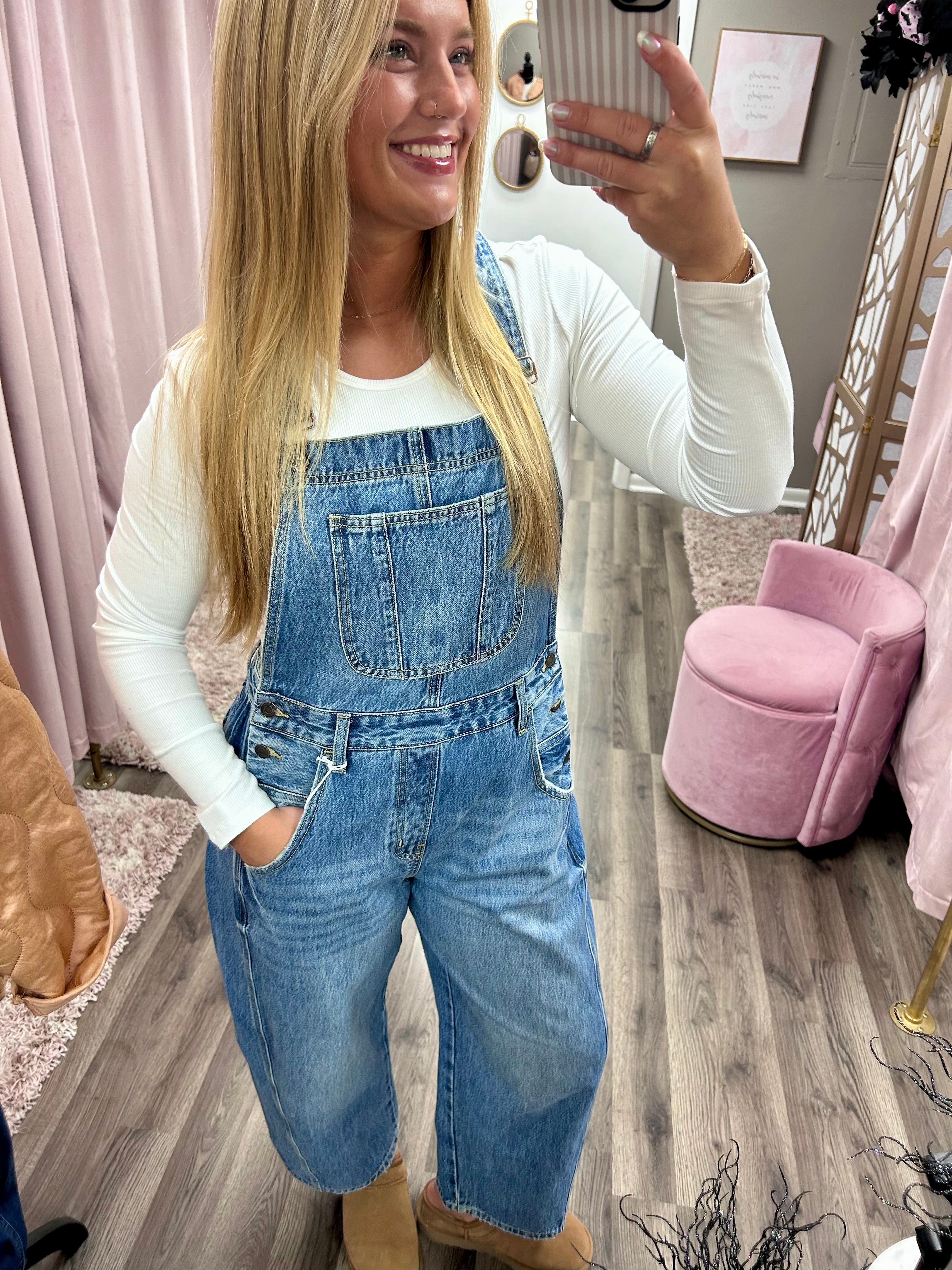 Cello Mid Waisted Barrel Overalls