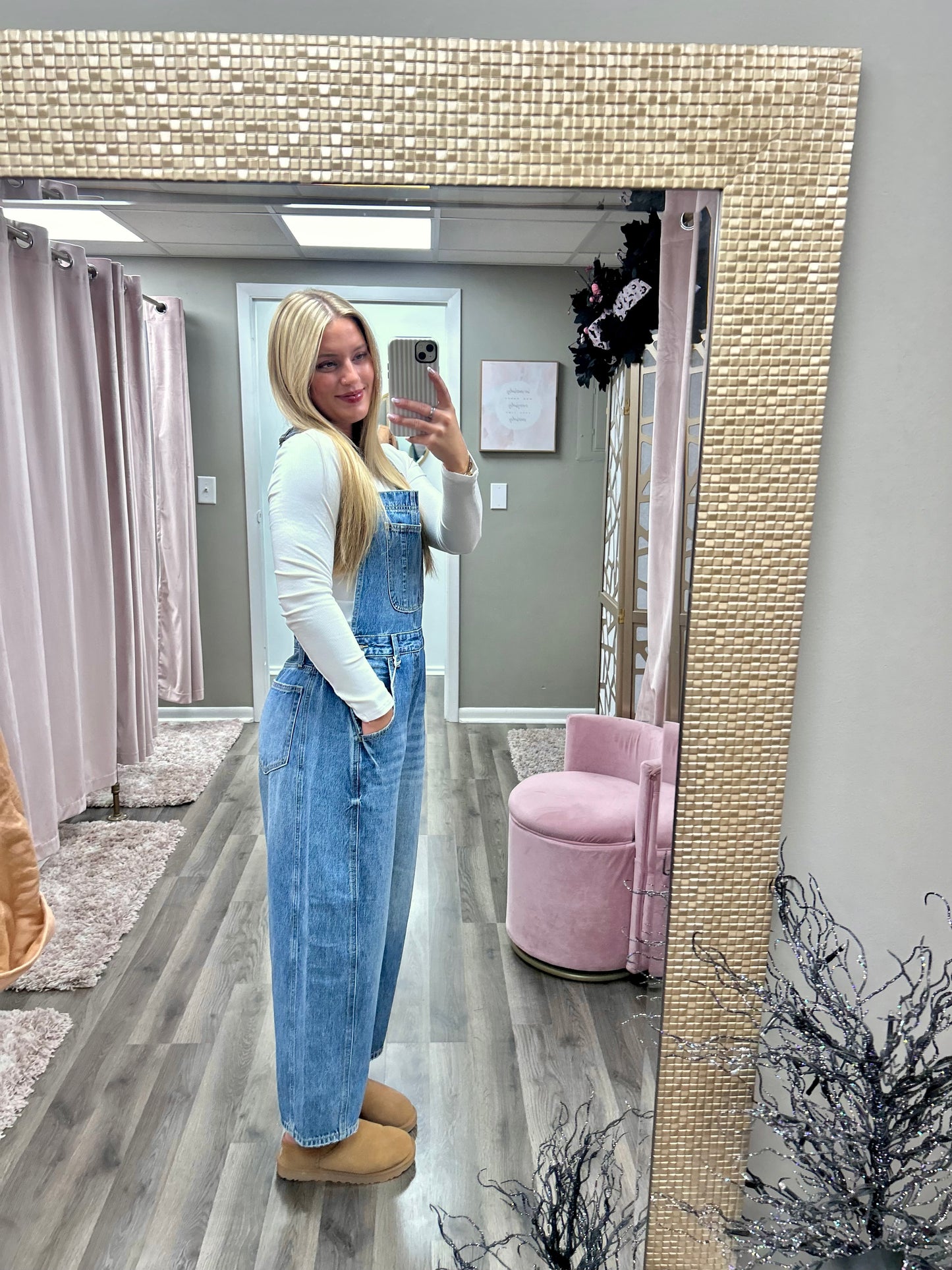 Cello Mid Waisted Barrel Overalls