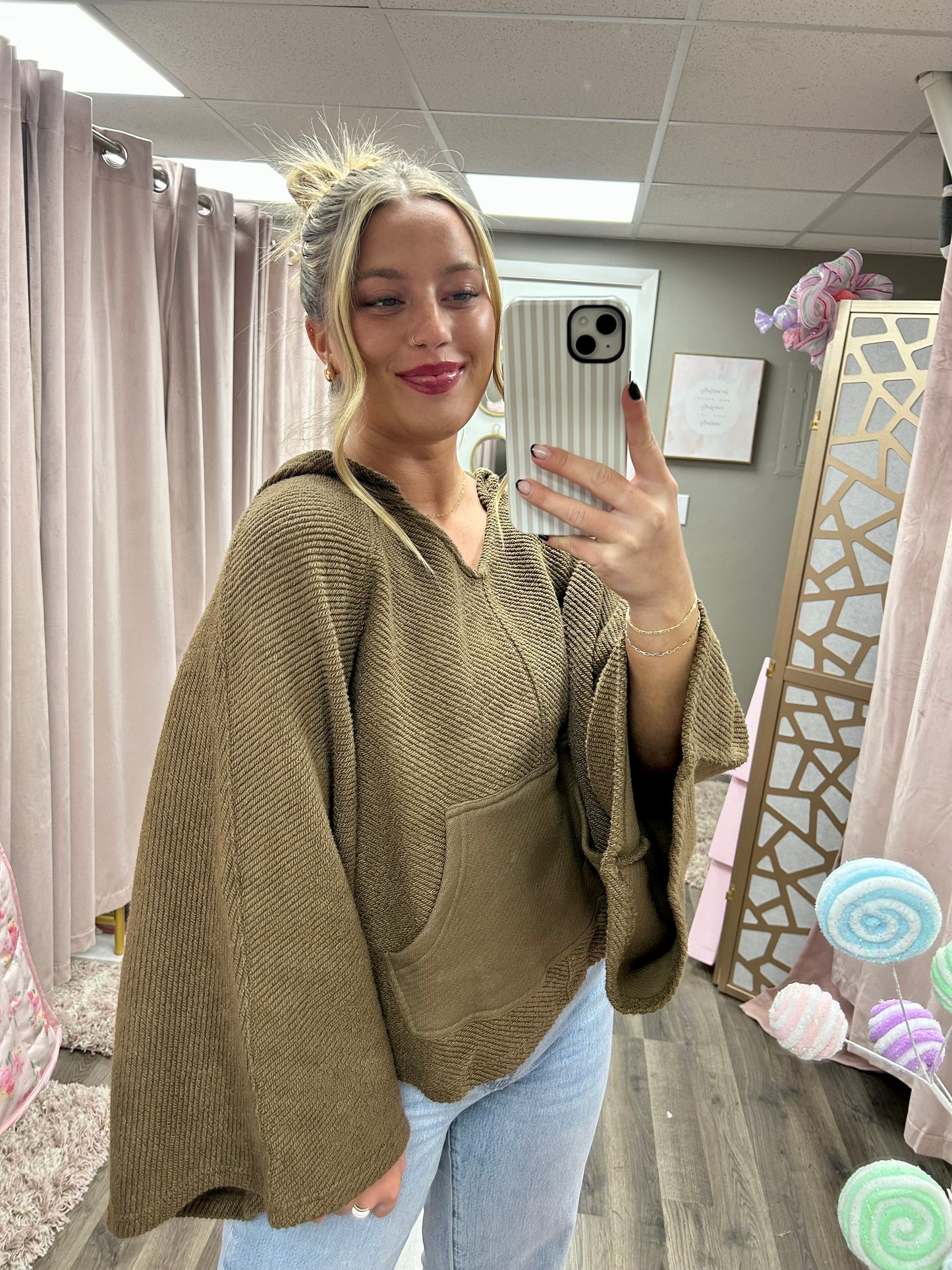 Washed Vintage V Neck Hoodie