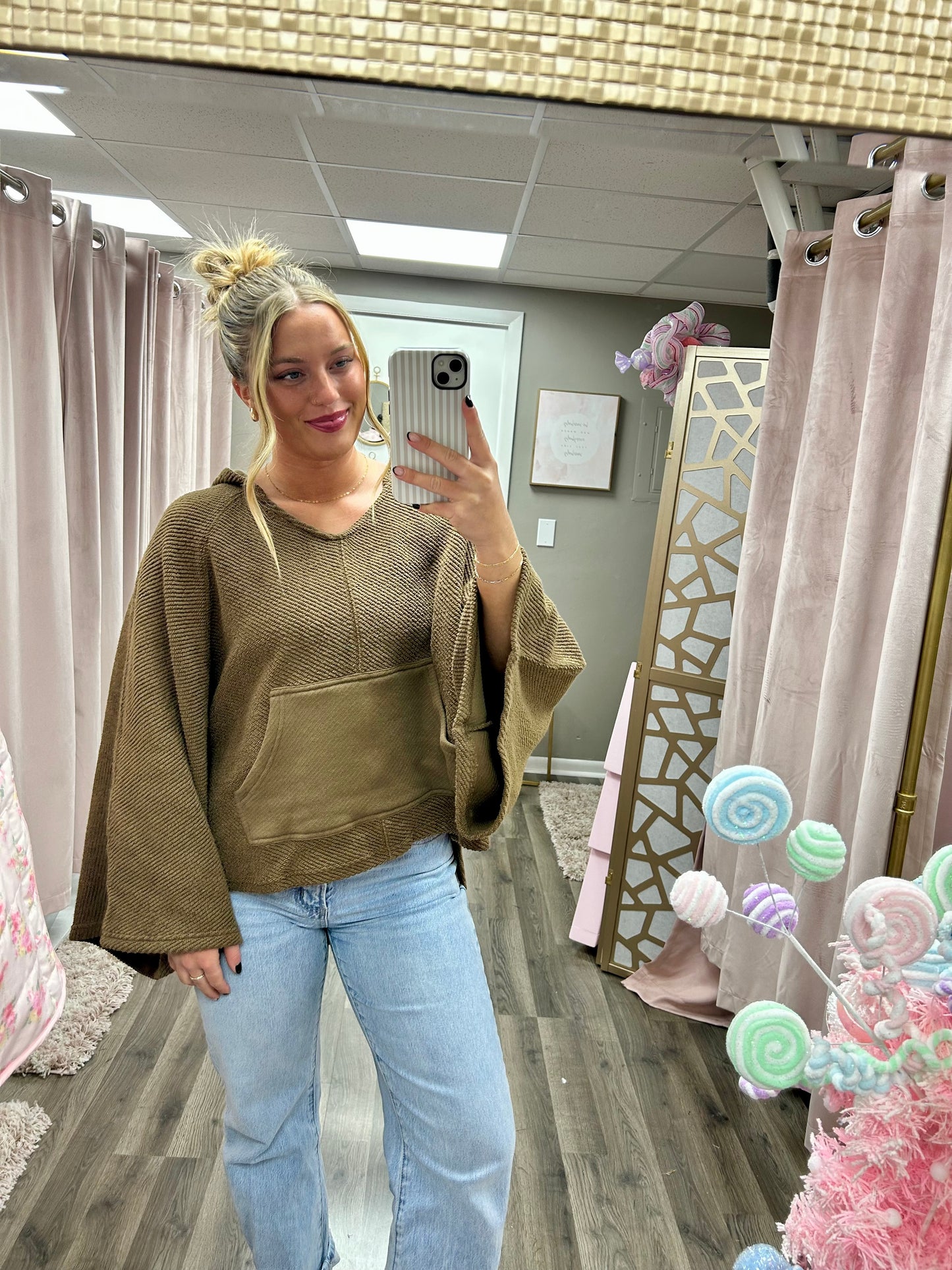 Washed Vintage V Neck Hoodie