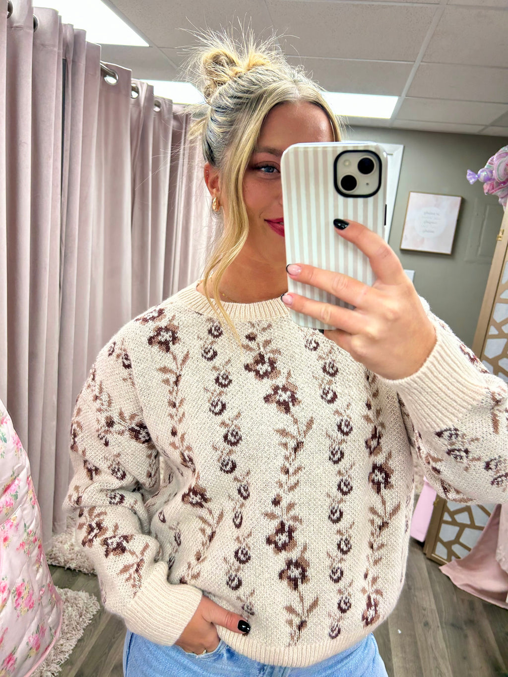 Floral Print Cozy Sweater