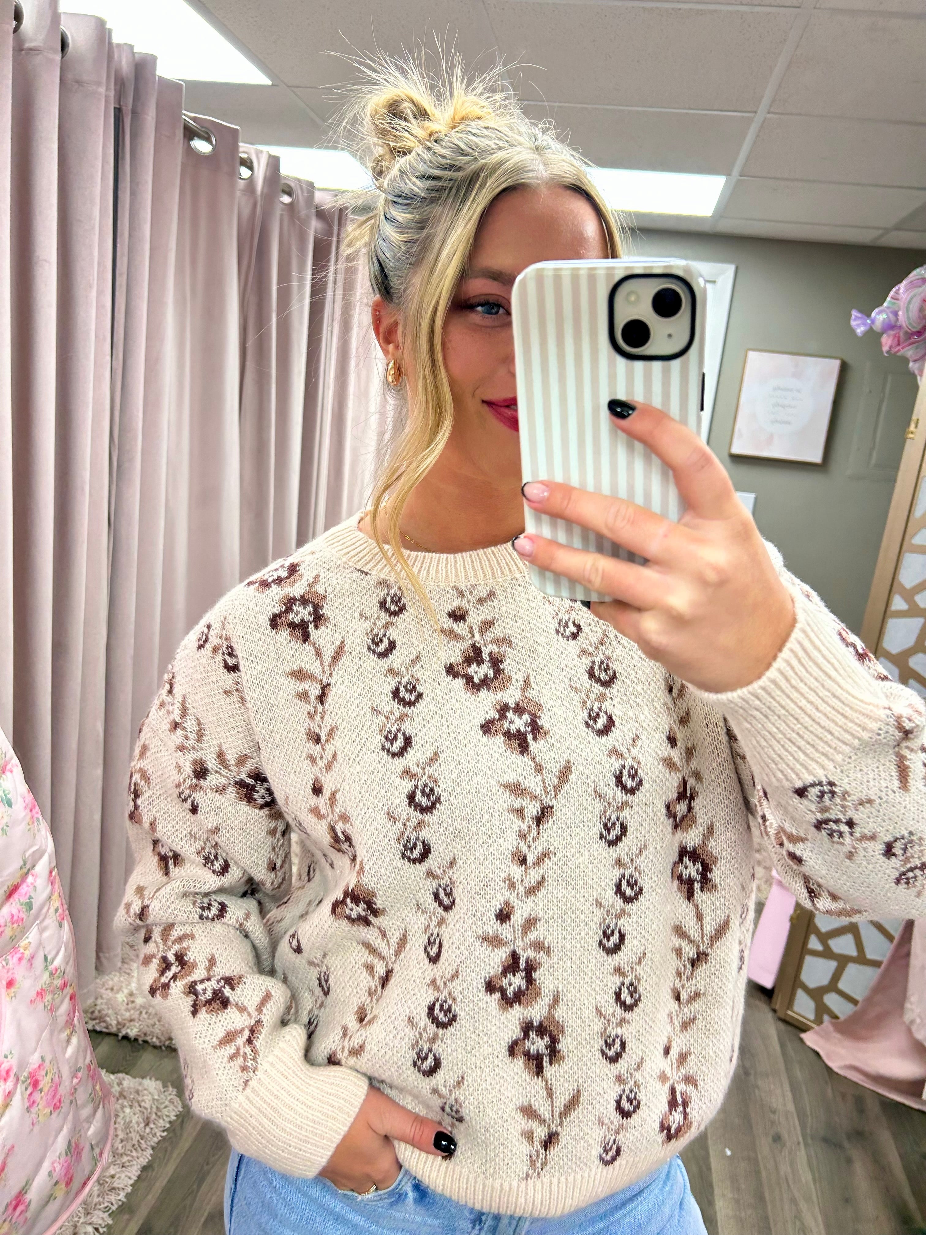Floral Print Cozy Sweater
