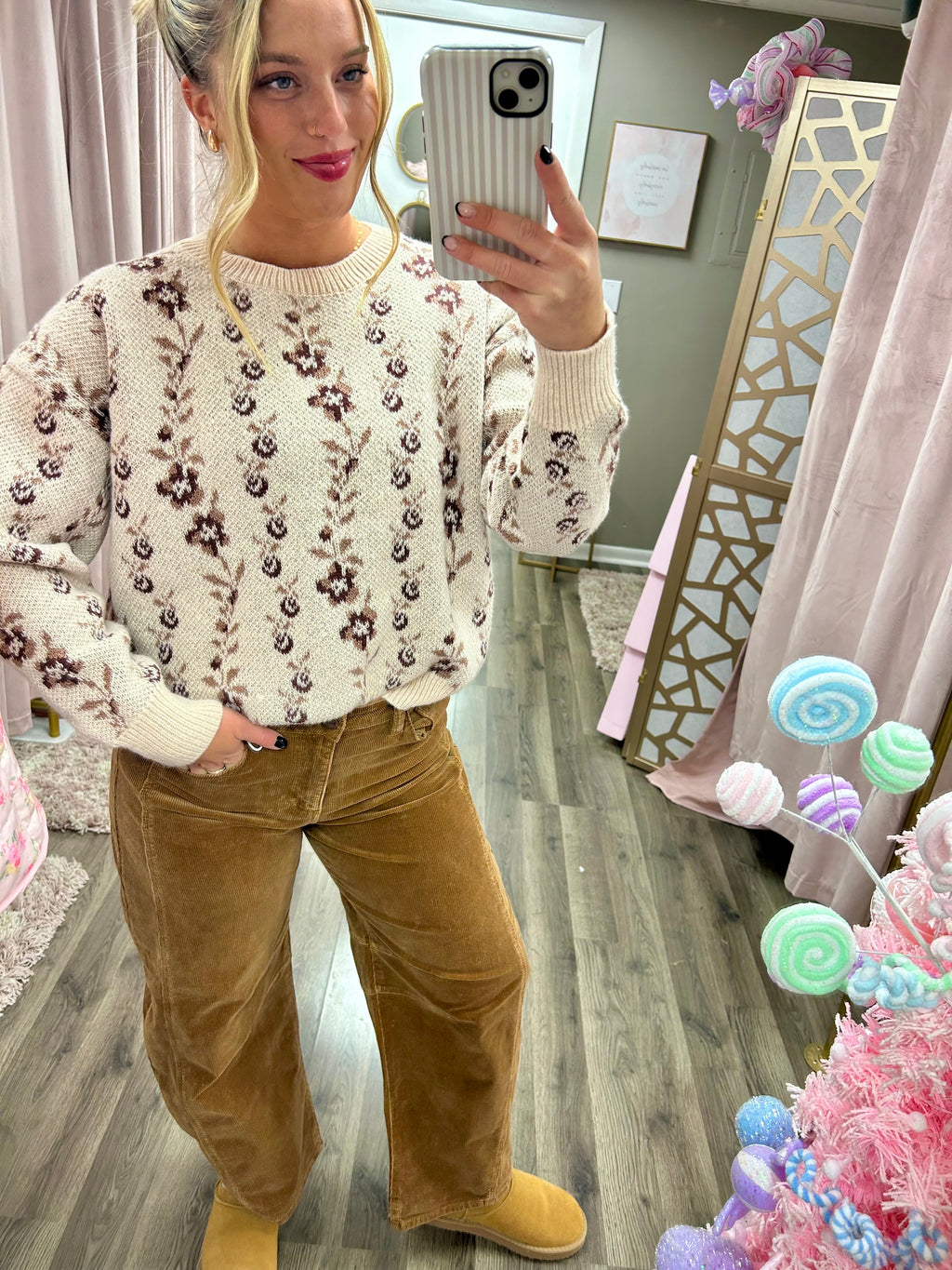 Floral Print Cozy Sweater