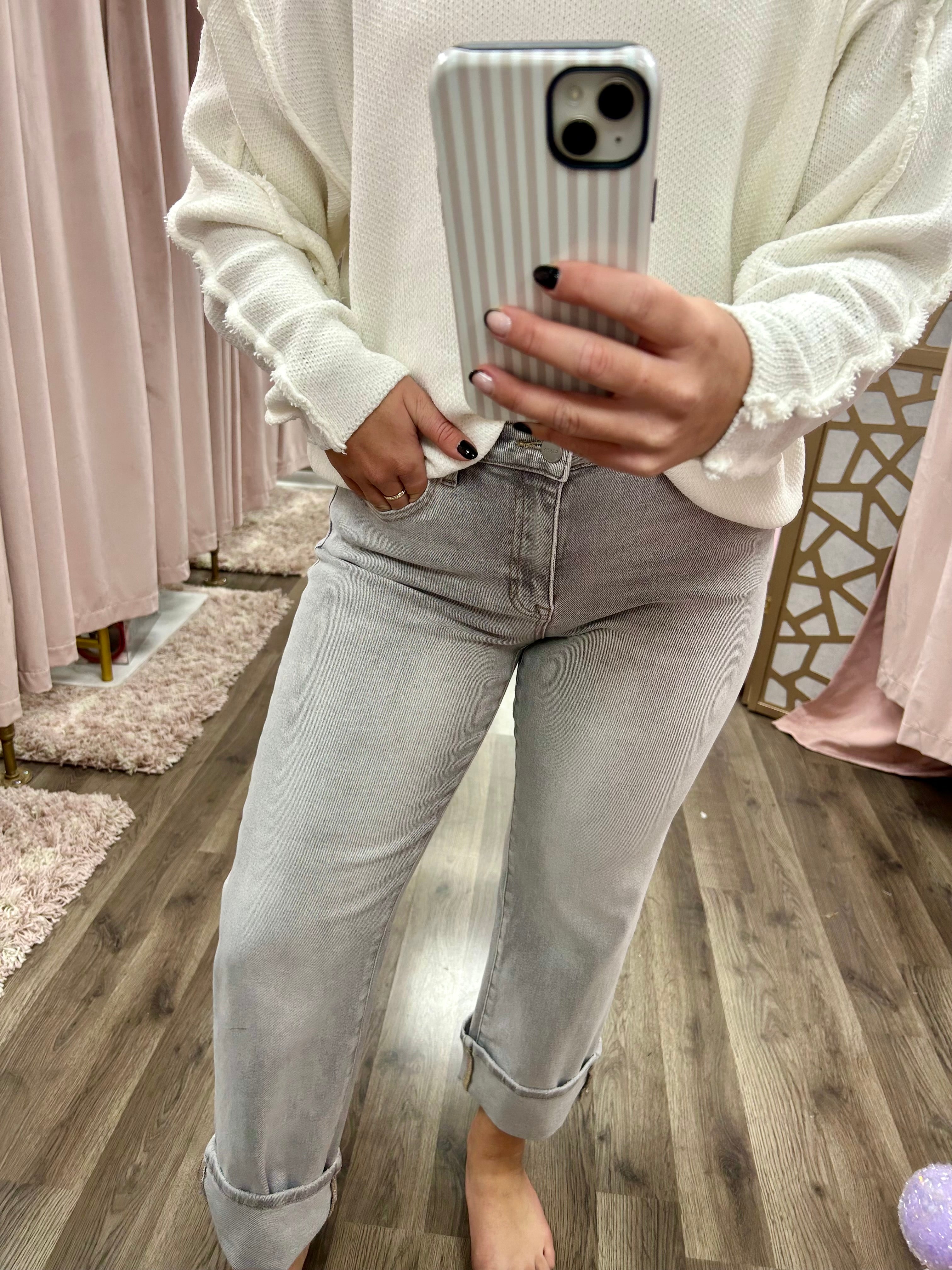 Risen Mid Rise Straight Cuffed Jean