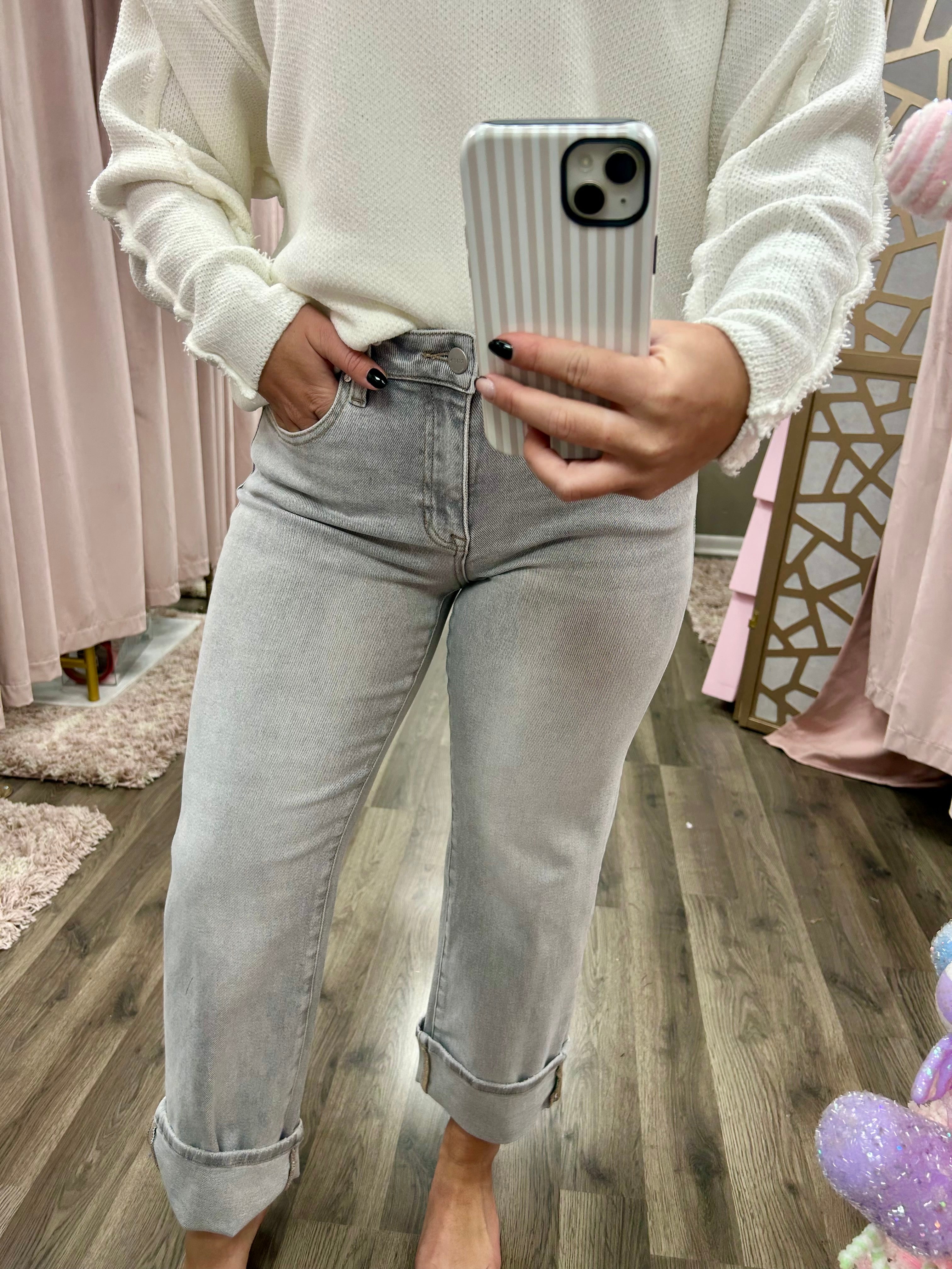 Risen Mid Rise Straight Cuffed Jean