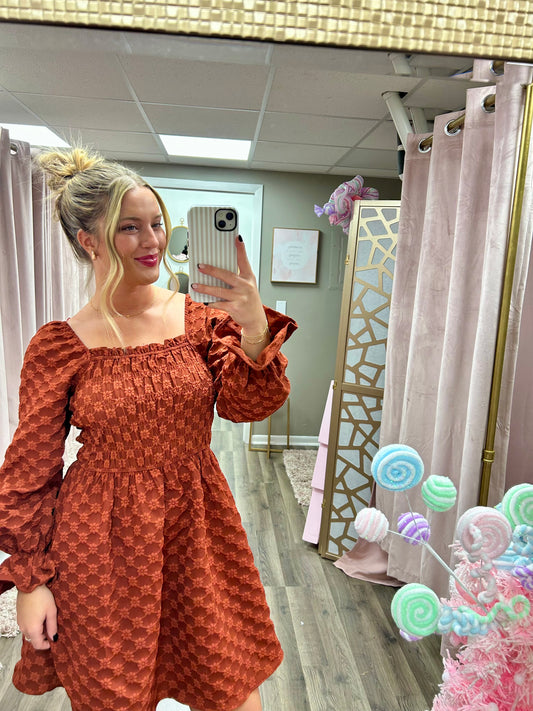 Texture Smocking Mini Dress