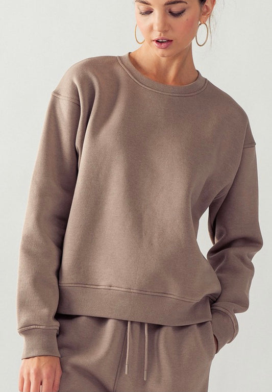 Basic Tan Fleece Sweatshirt