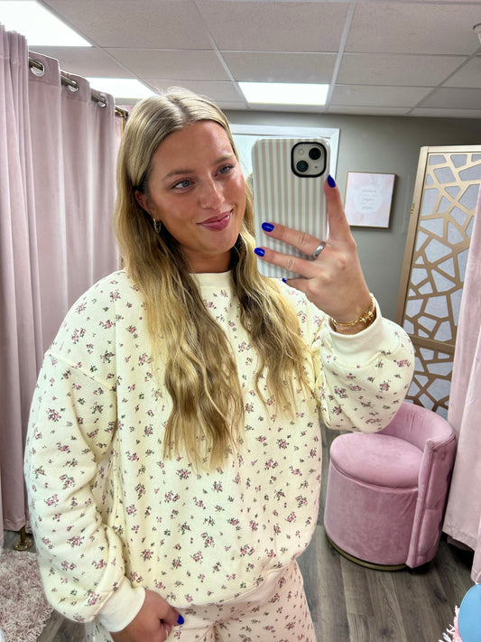 Floral Print Crew Neck Long Sleeve