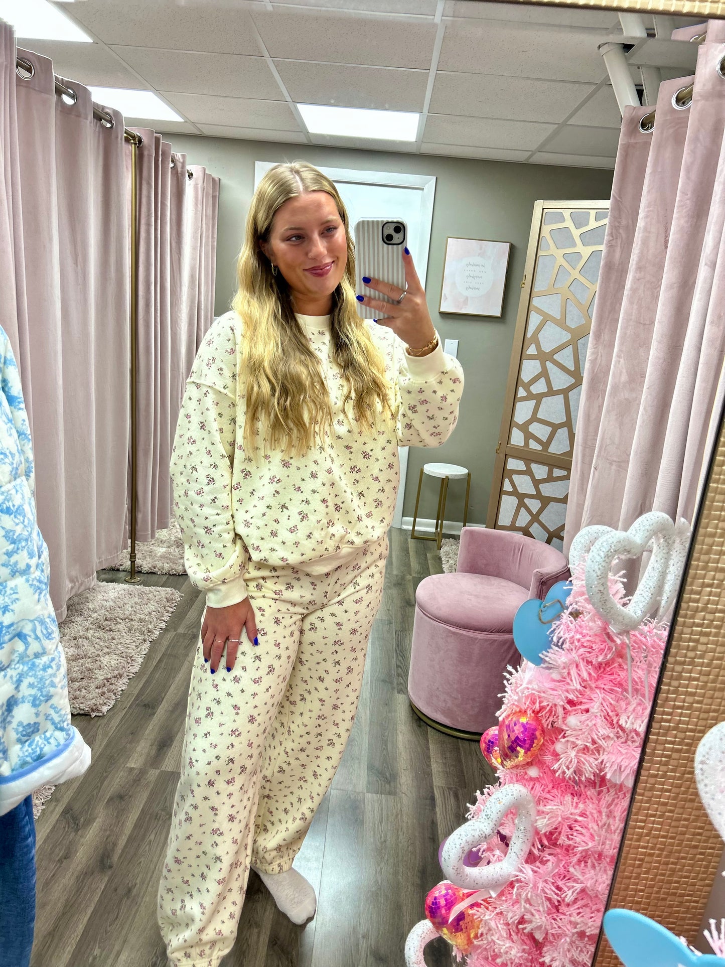 Floral Print Crew Neck Long Sleeve