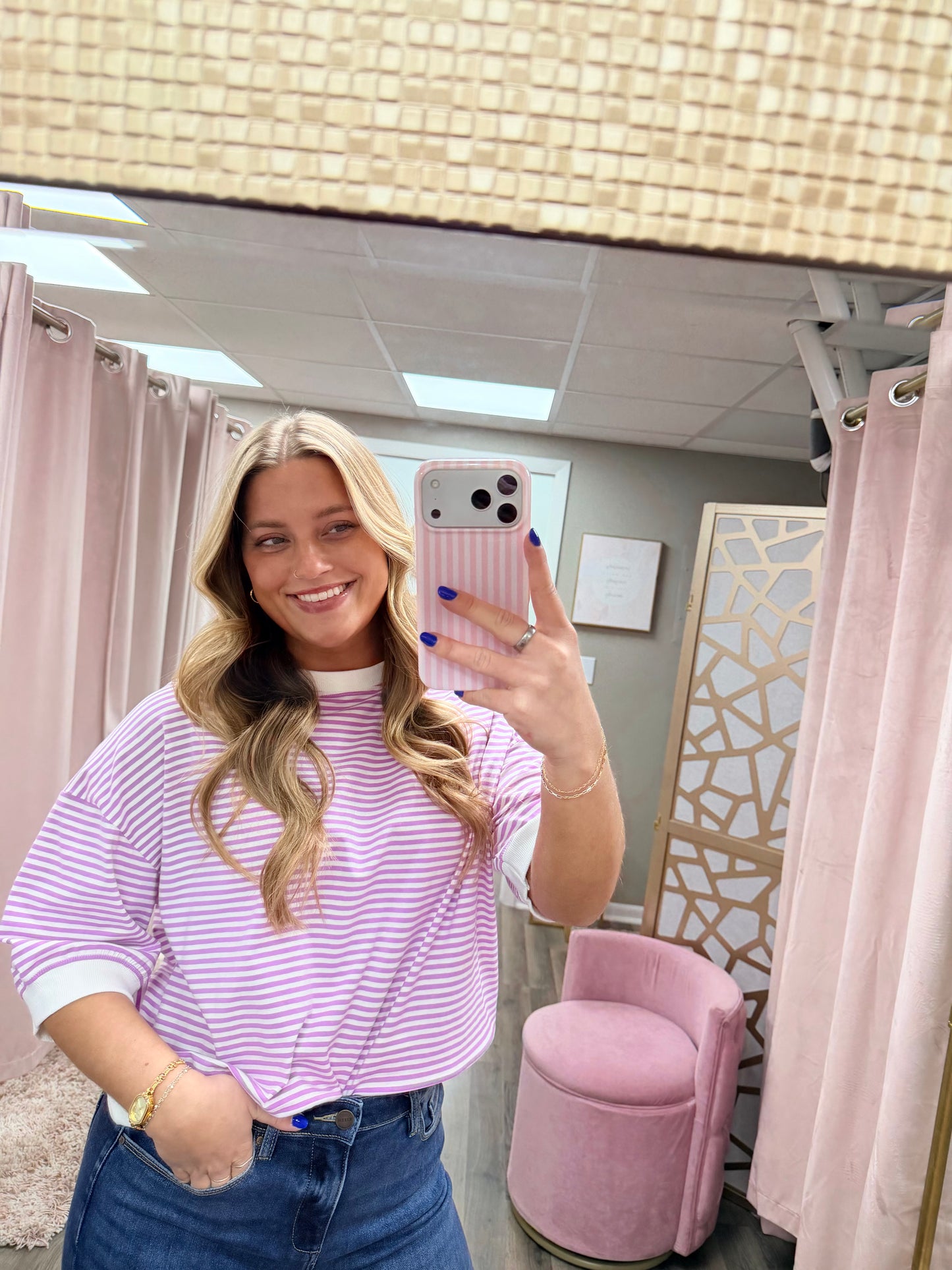 Contrast Trim Banded Top