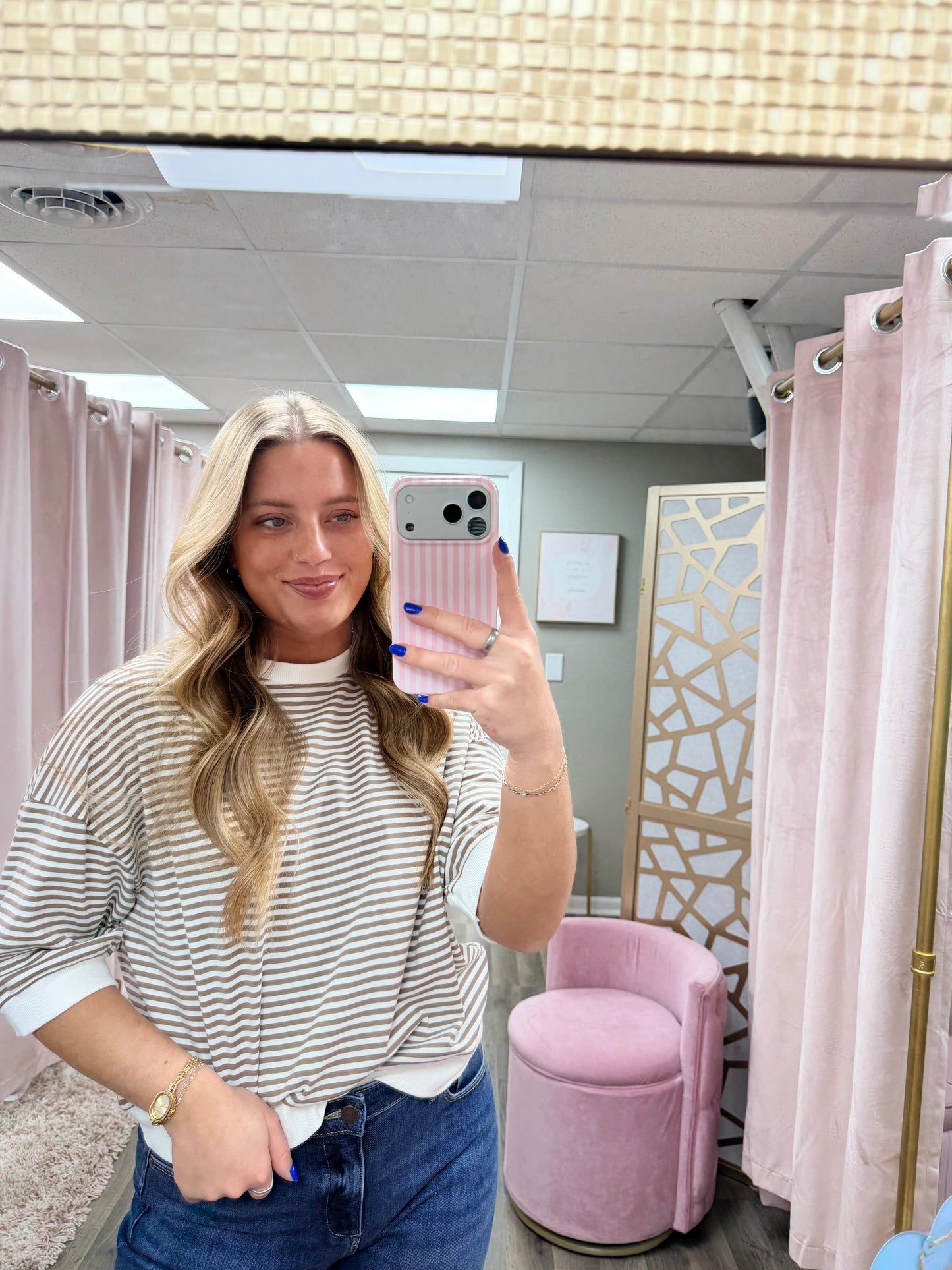 Contrast Trim Banded Top