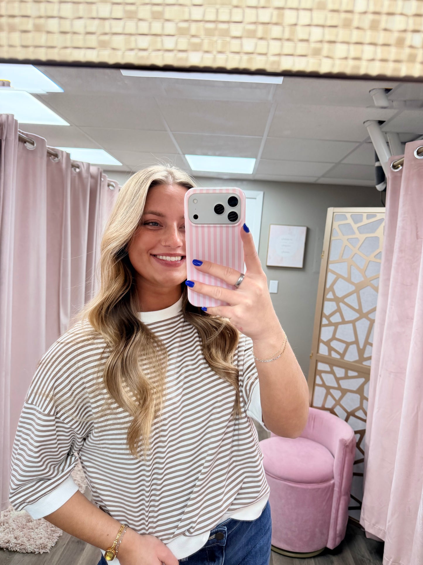 Contrast Trim Banded Top