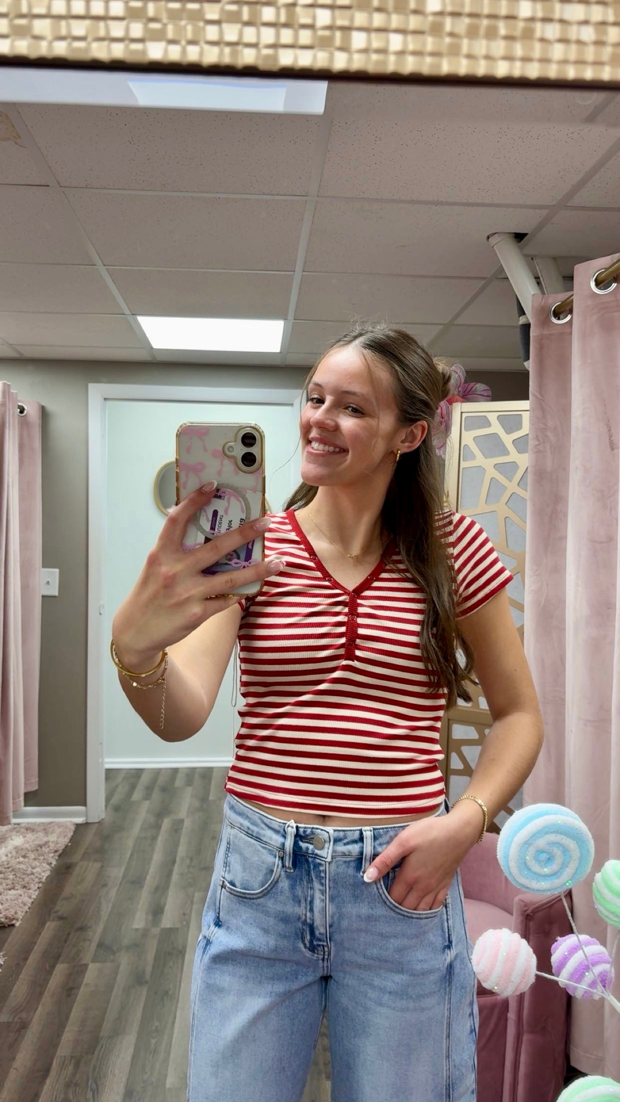 Striped Snap Button Tee