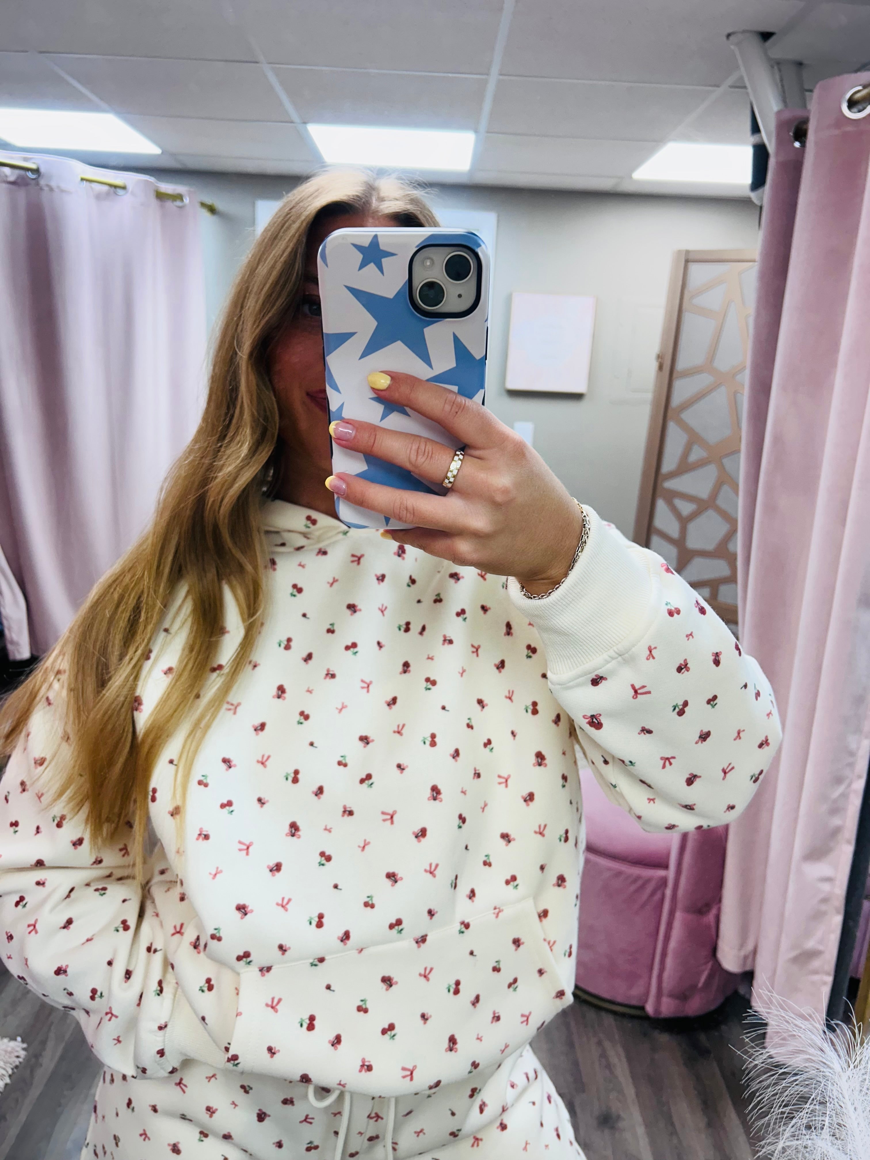 Cherry Bow Print Sweatshirt