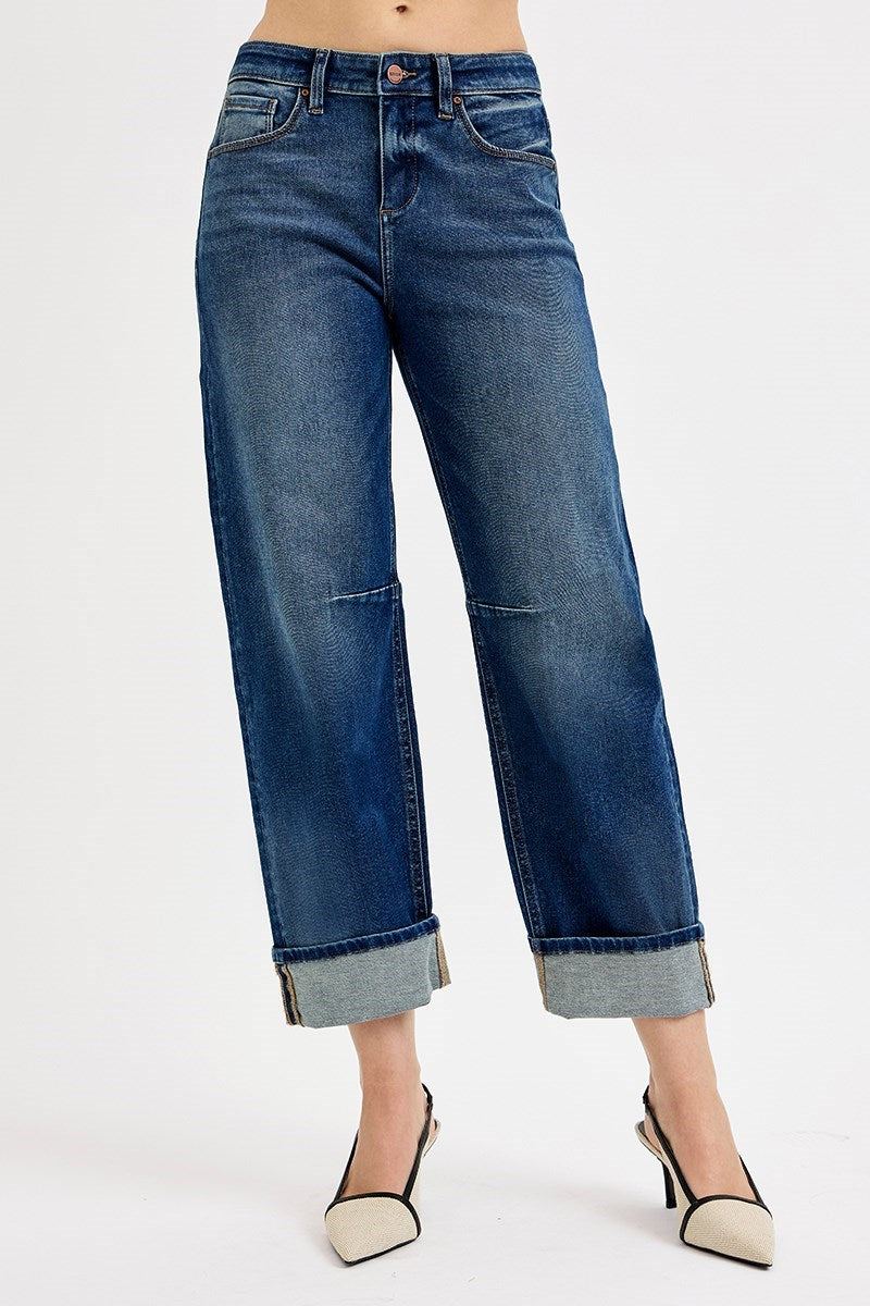 Risen Crop Slouchy Barrel Cuffed Jean