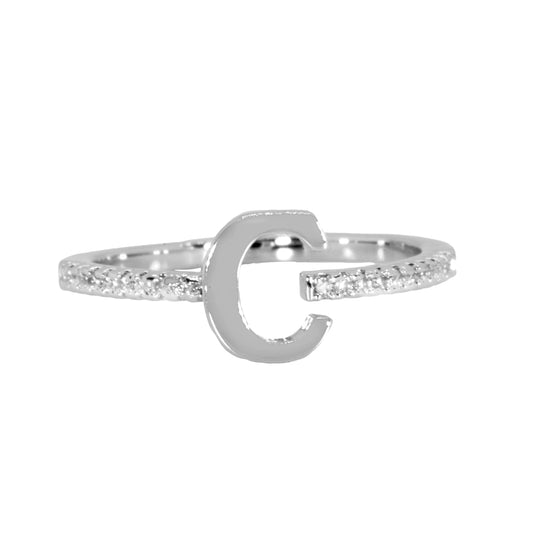 Silver  Adjustable Initial Ring
