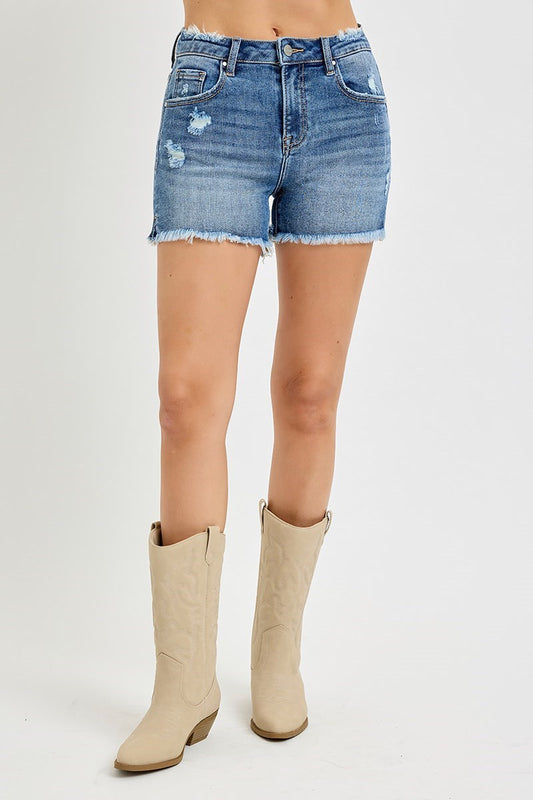 Risen Mid Rise Distressed Shorts