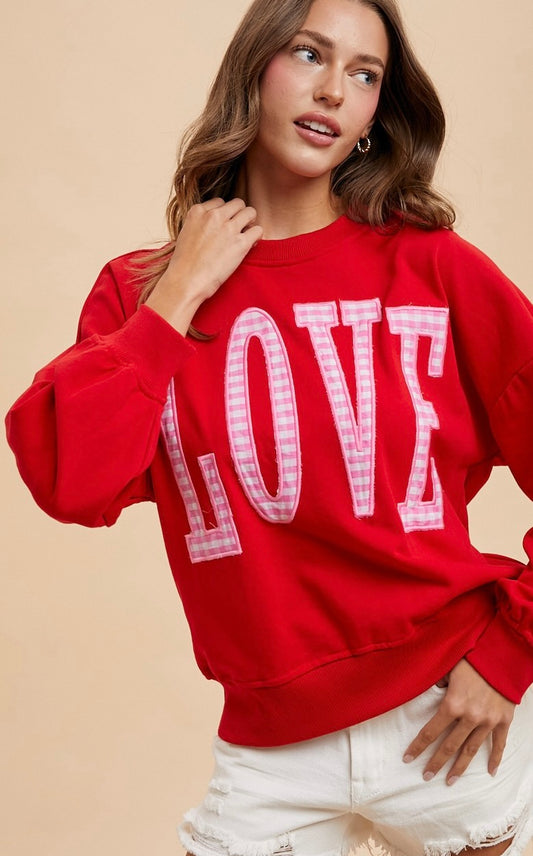 Check Love Patched Sweatshirt