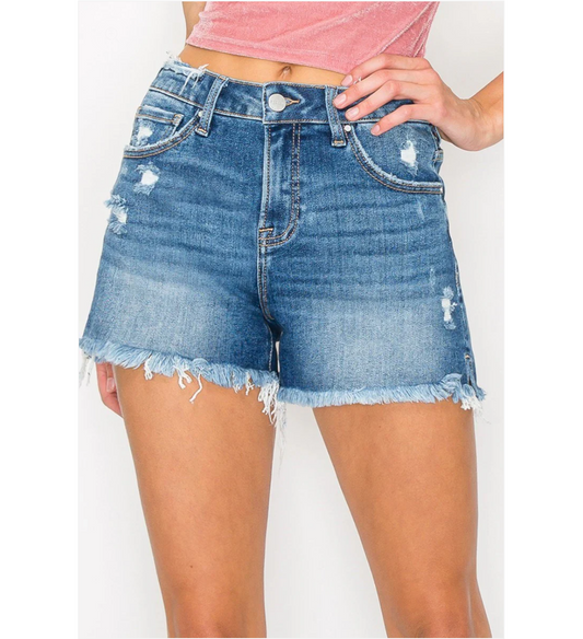 Risen Distressed Mid Rise Short