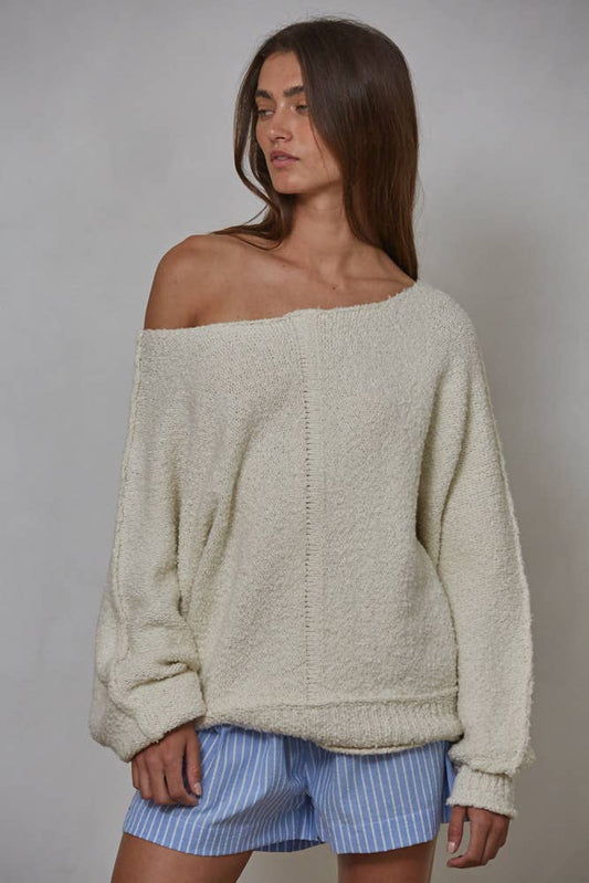 Knit Sweater Boat Neck Pullover