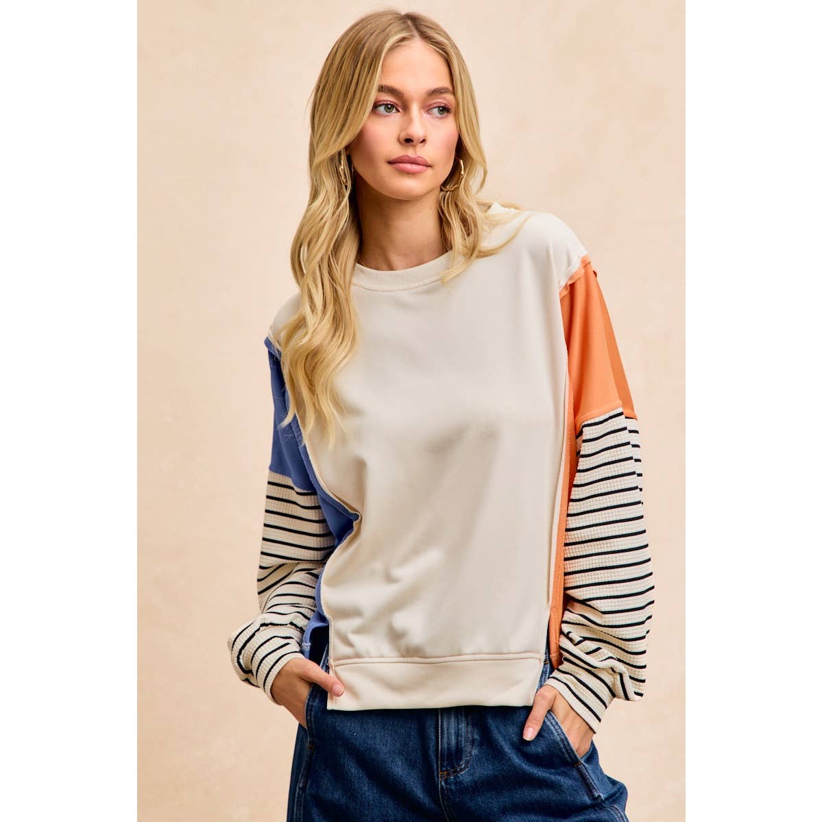 French Terry Color Block Long Sleeve