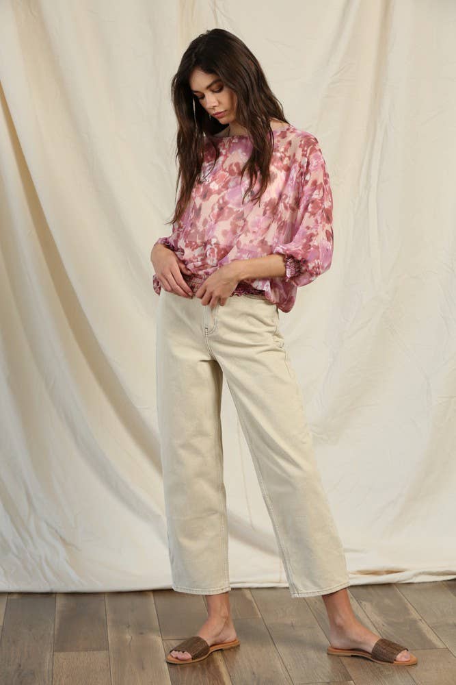 Chic Boho Smocked Chiffon Blouse