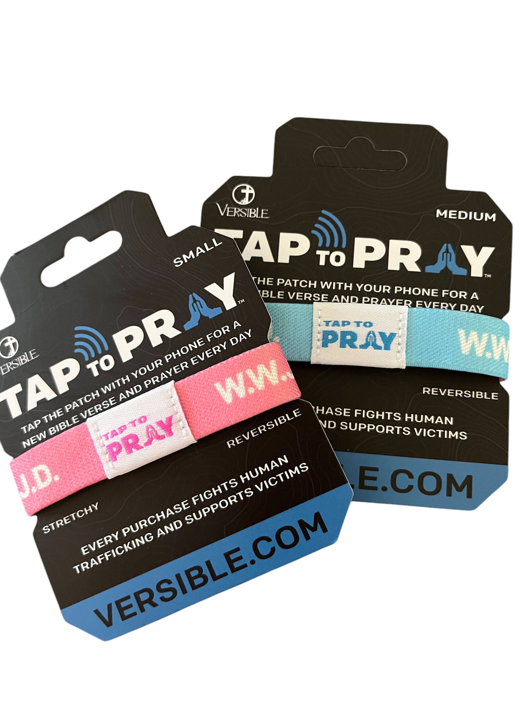 Tap To Pray™ Wristbands - Blue & Pink WWJD