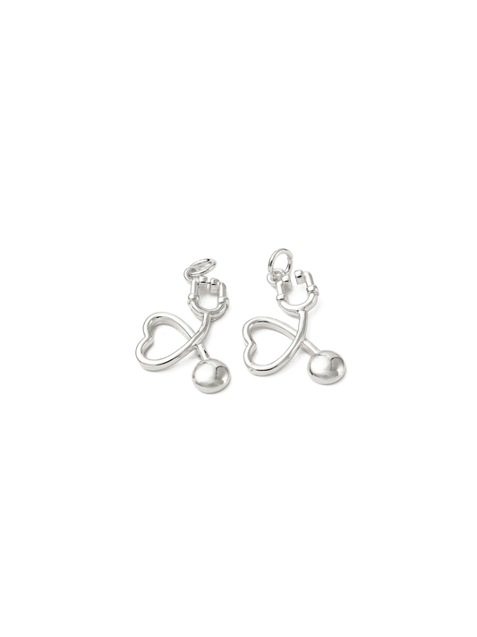 Heart Stethoscope Charm - Silver