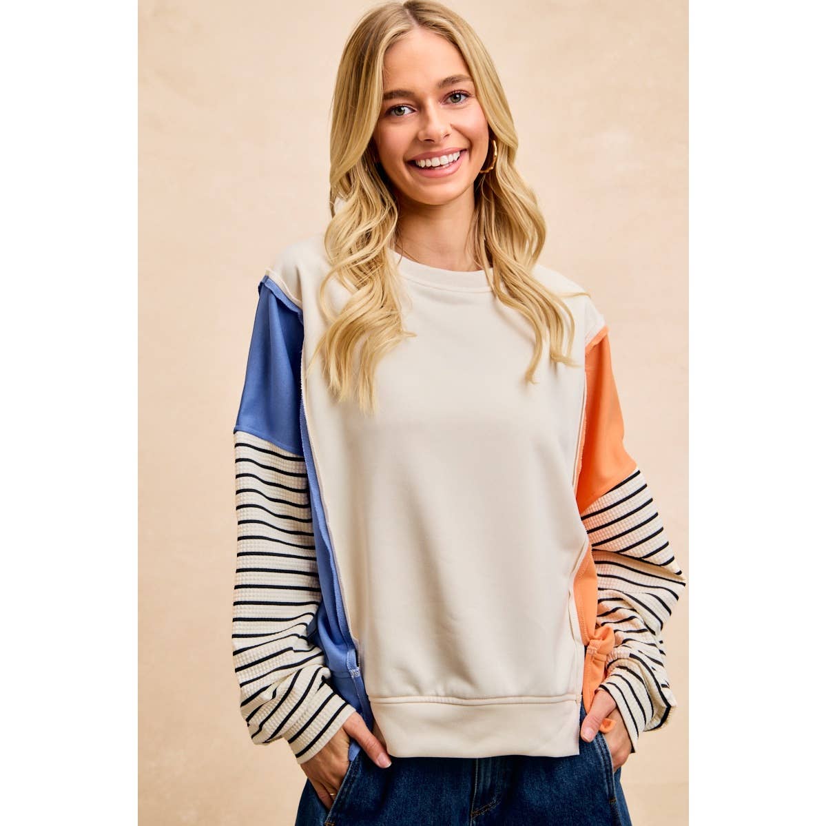 French Terry Color Block Long Sleeve