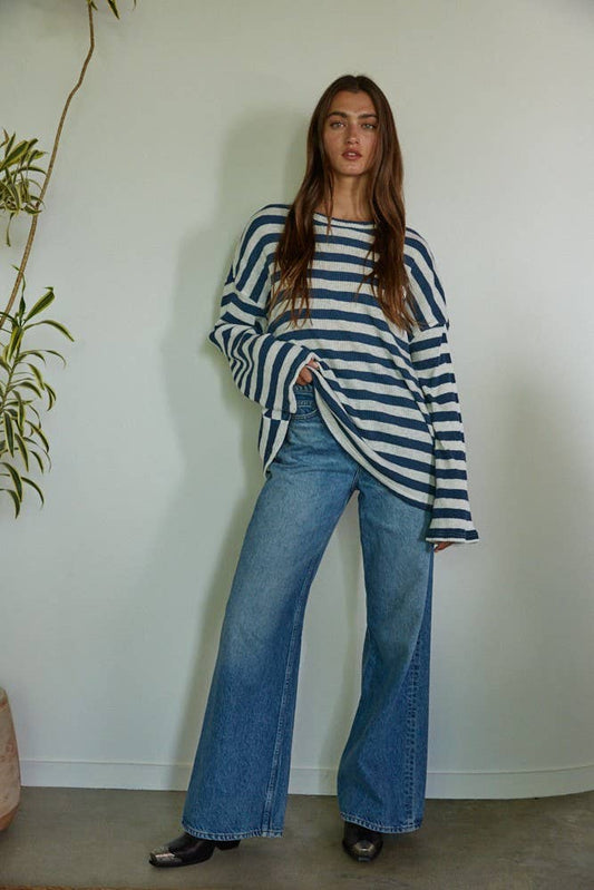 Knit Ribbed Striped Long Sleeve