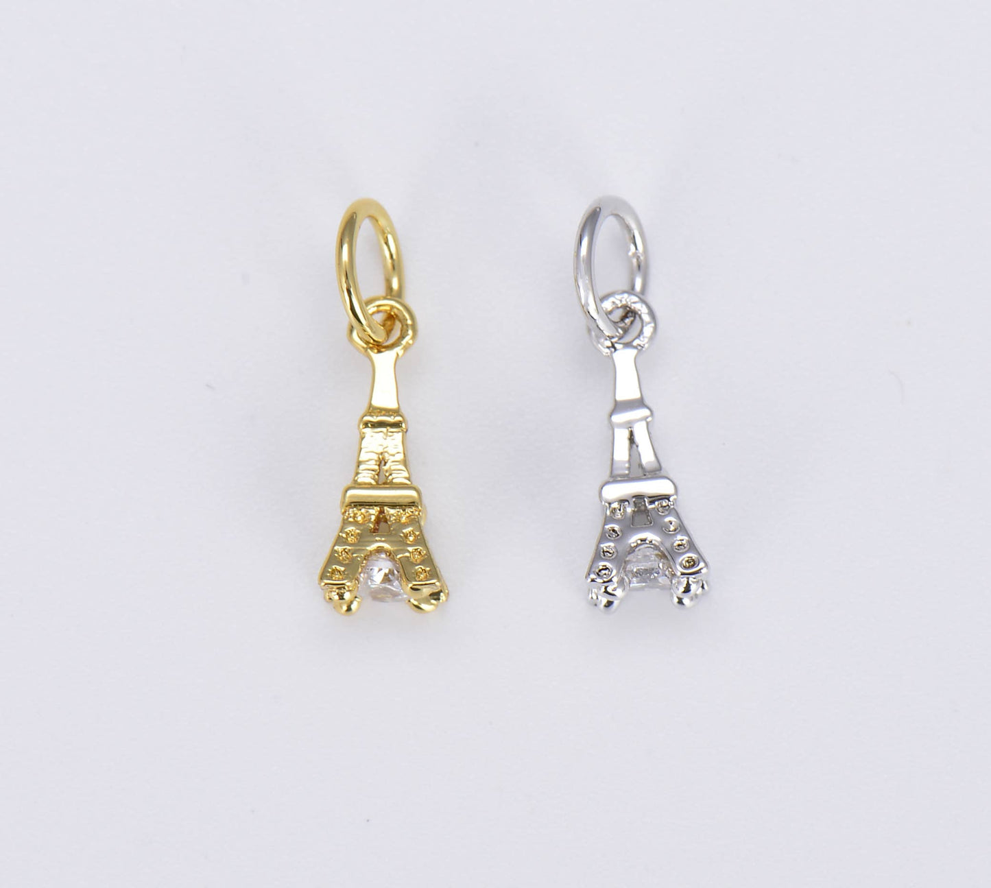 Gold Filled Eiffel Tower  Charm Pendant CZ Micro Pave, CP735: Gold