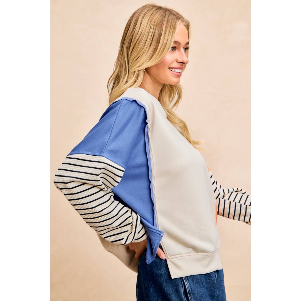 French Terry Color Block Long Sleeve