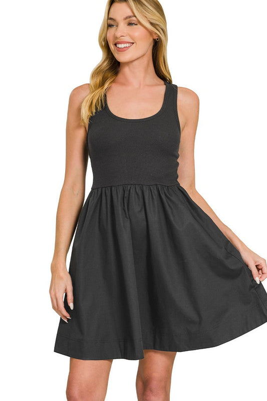 Knit + Woven Mini Dres