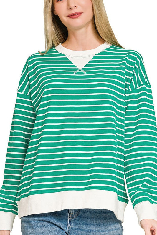 Contrast Band Stripe Pulover