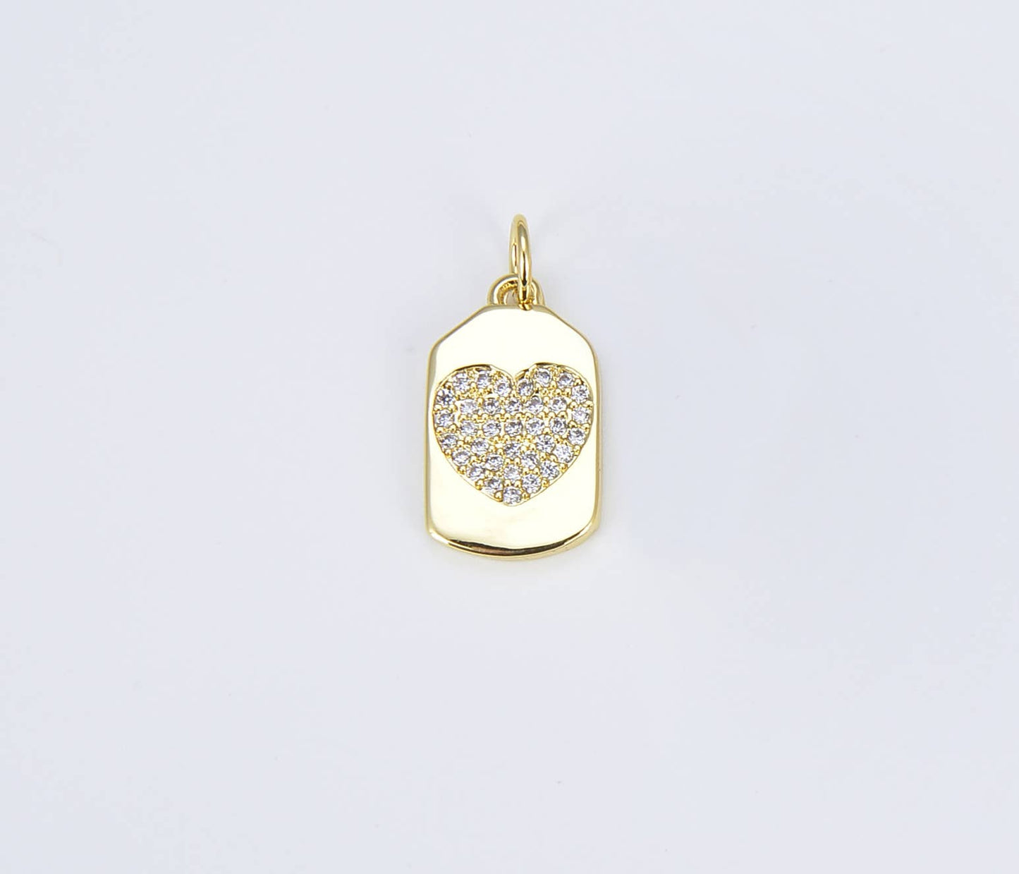 Gold Filled Heart Tag Charm, Heart Lock Pendant, CP1348