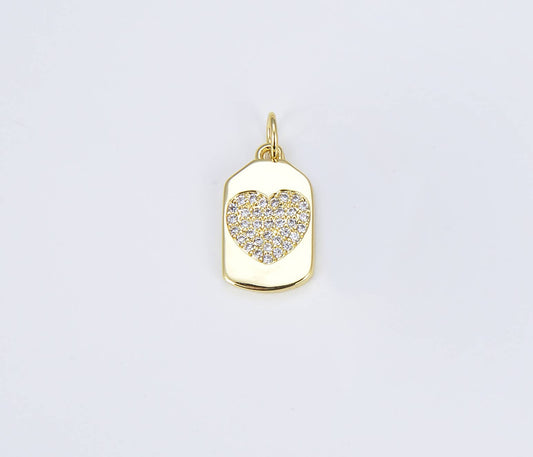 Gold Filled Heart Tag Charm, Heart Lock Pendant, CP1348