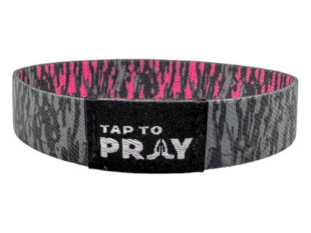 Tap To Pray™ Wristbands - Tree Bark Camo Pink & Grey