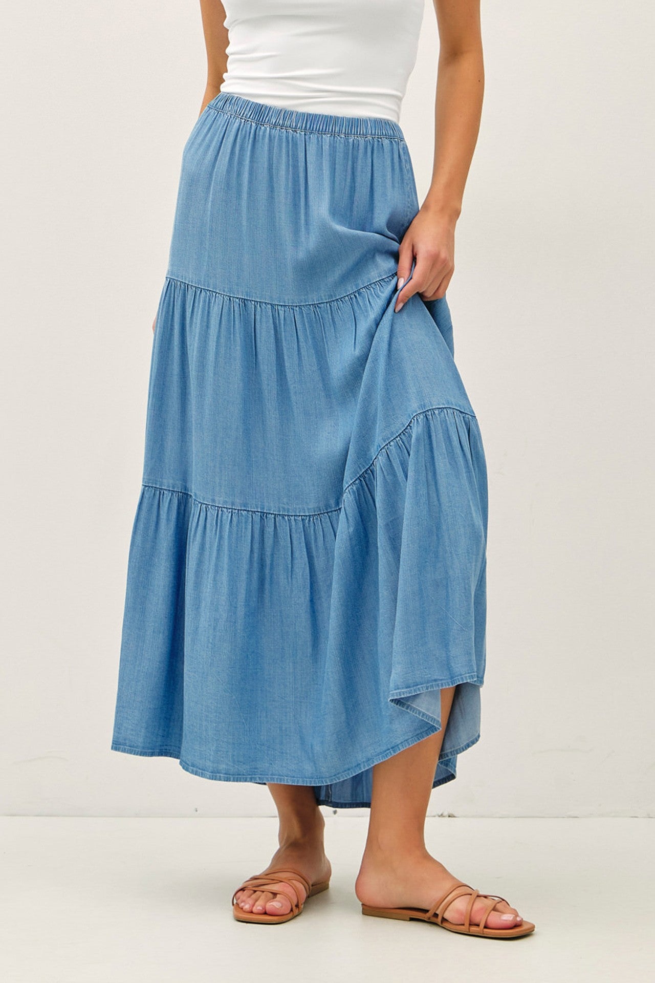 Denim Look Tencel Maxi Skirt