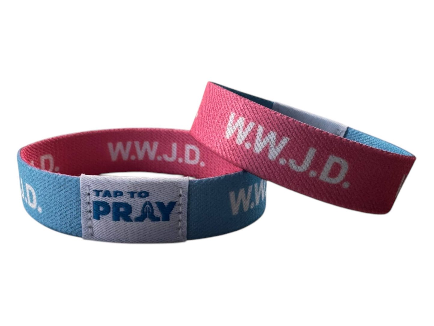 Tap To Pray™ Wristbands - Blue & Pink WWJD