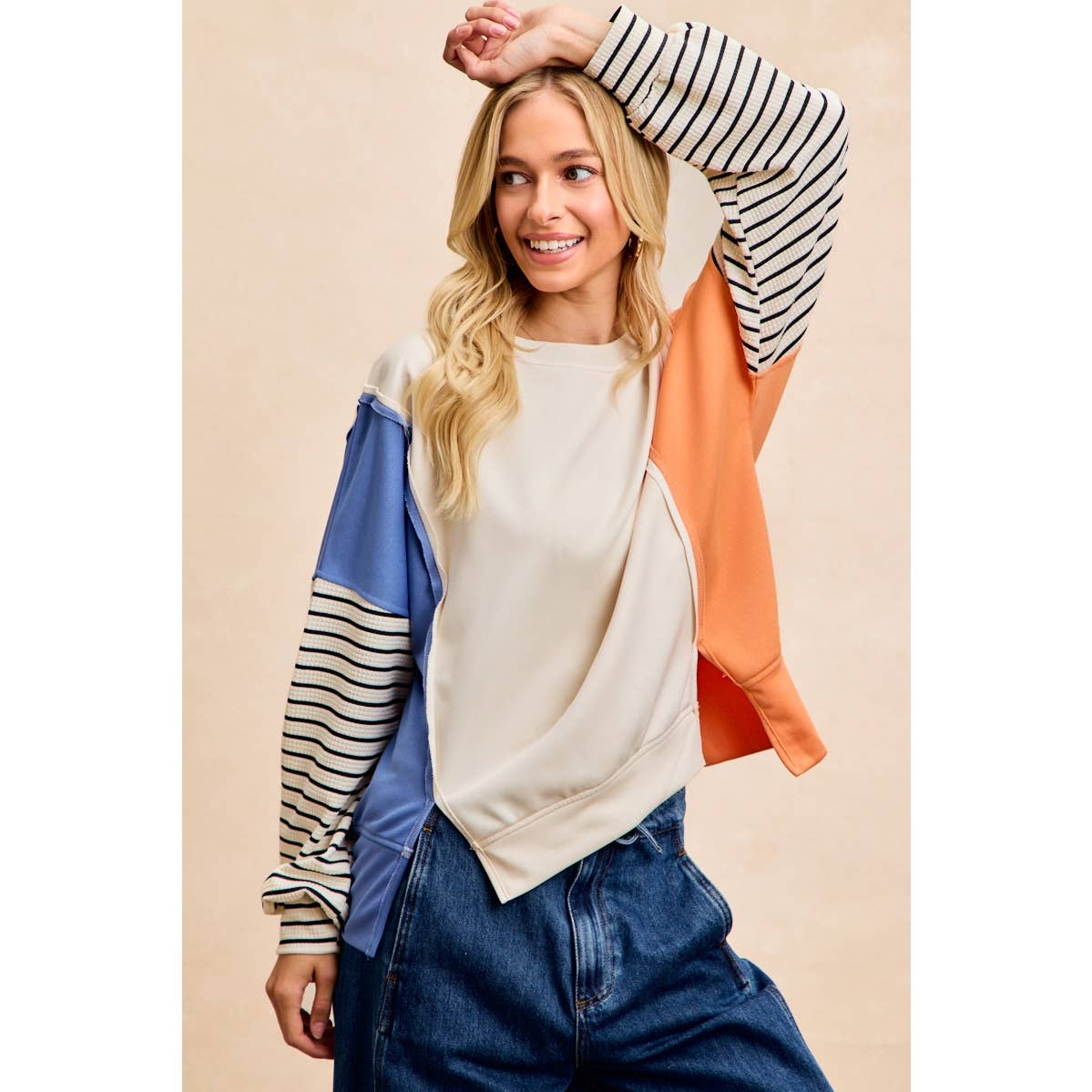 French Terry Color Block Long Sleeve