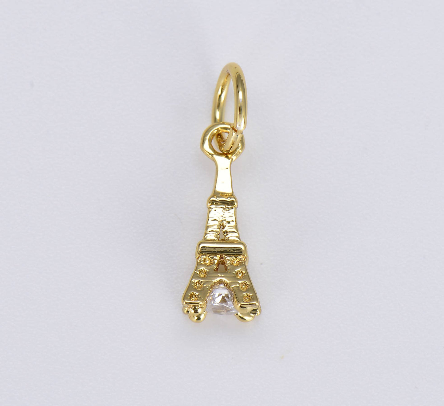 Gold Filled Eiffel Tower  Charm Pendant CZ Micro Pave, CP735: Gold