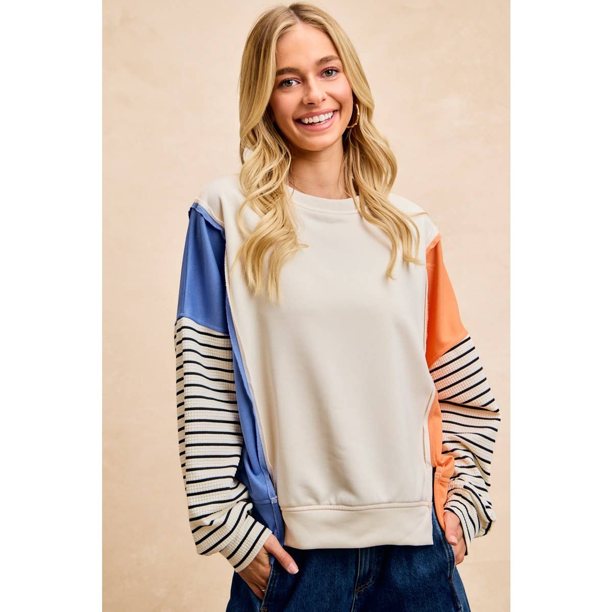 French Terry Color Block Long Sleeve