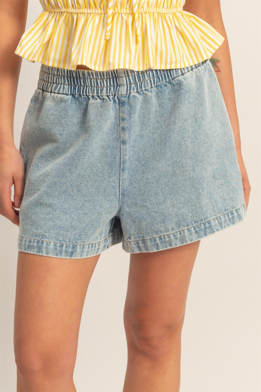 Elastic Waist Mineral Wash Short