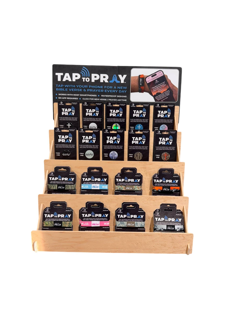 Tap To Pray™  - Prayer Tag Stickers: Black + Cross