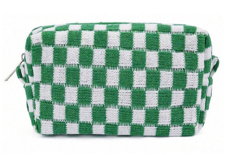 Checkered Mini Cosmetic Pouch