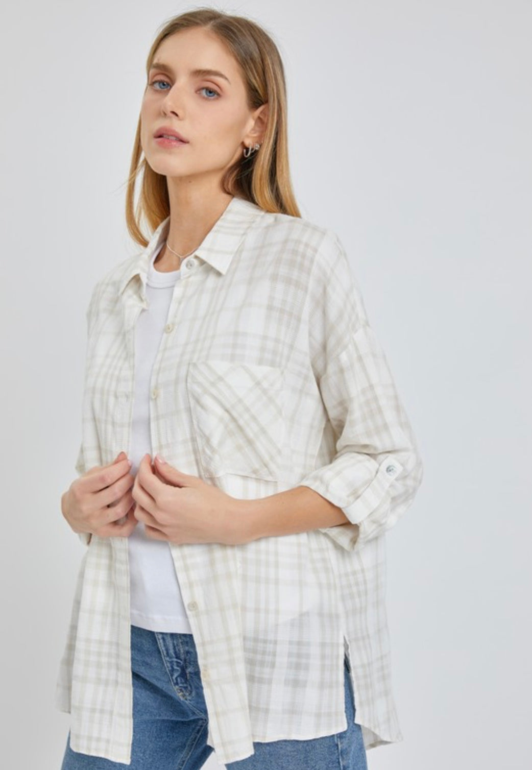 Lavender Plaid Button Down