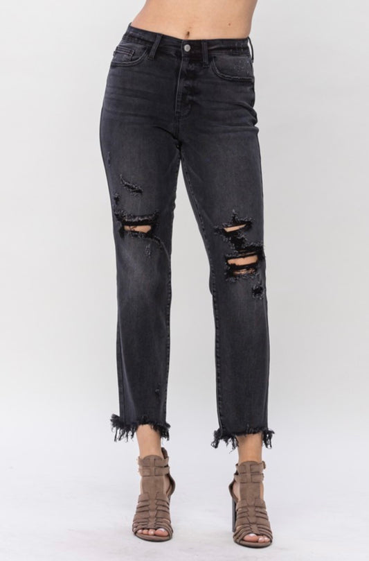 Judy Blue Hw Shark Bite Boyfriend Jean