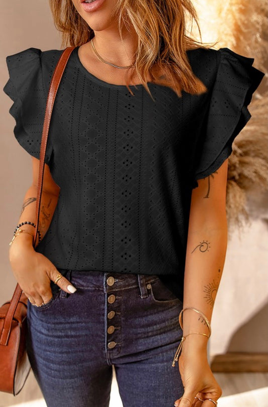 Black Textured Blouse