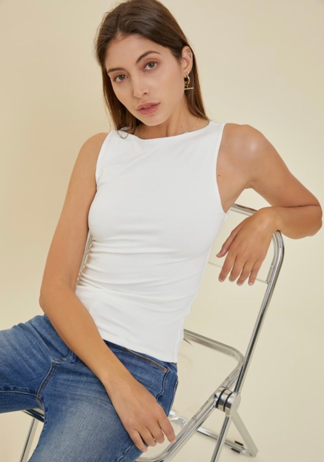 Textured Boat Neck Tank